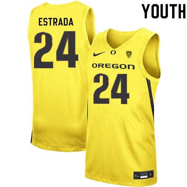 Youth #24 Aaron Estrada Oregon Ducks College Basketball Jerseys Sale-Yellow